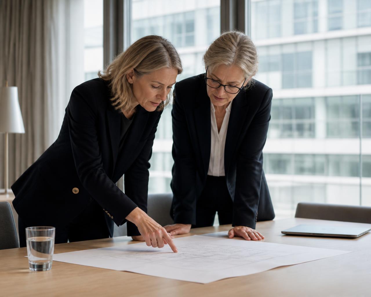 Experienced professional woman leading a meeting in an office